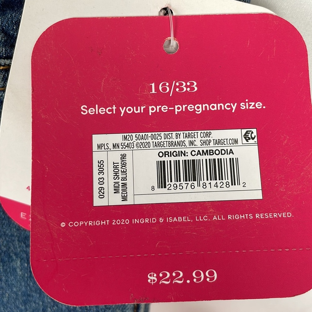 NWT Isabel Maternity Blue Denim Midi Shorts - Size 16 - Picture 11 of 11
